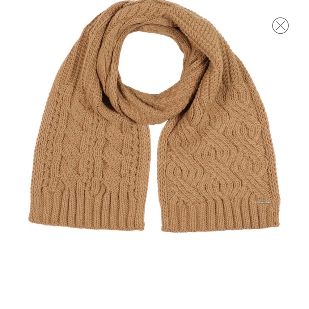 SOLD - NWT Michael Kors Cable Knit Scarf - Dark Camel
